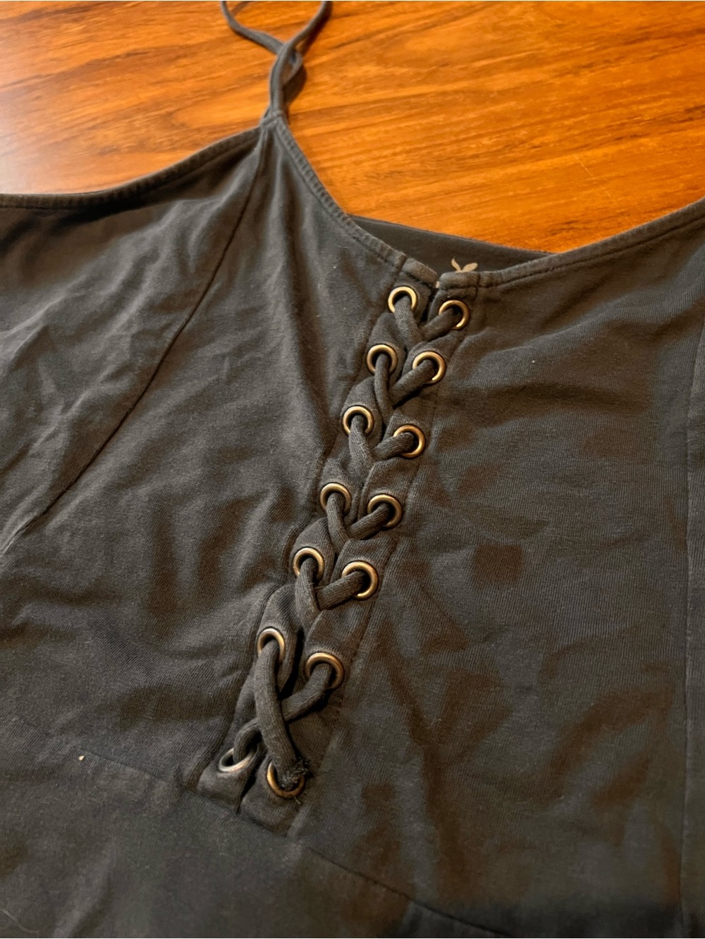 American Eagle Outfitters Black Lace-Up Peplum Cami - Picture 3 of 3
